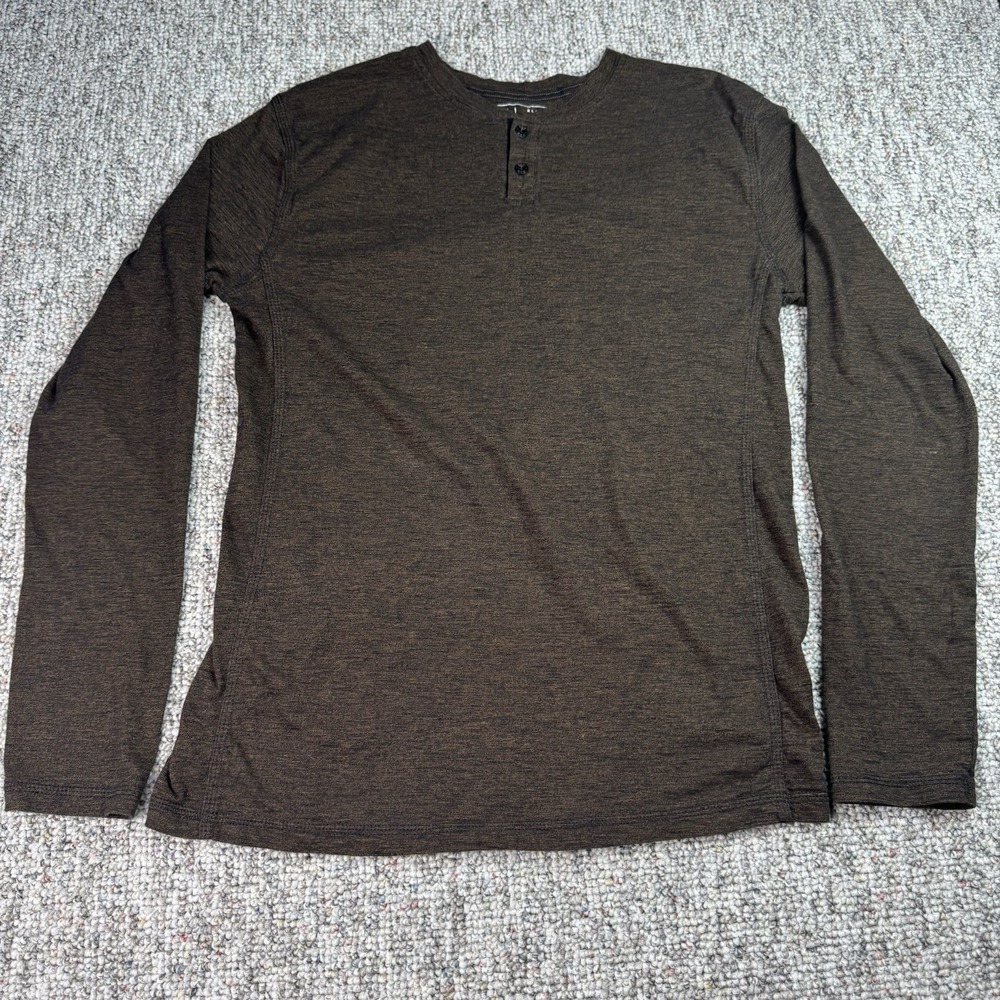 BKE Buckle Shirt Mens XL Henley Long Sleeve Pullover Brown